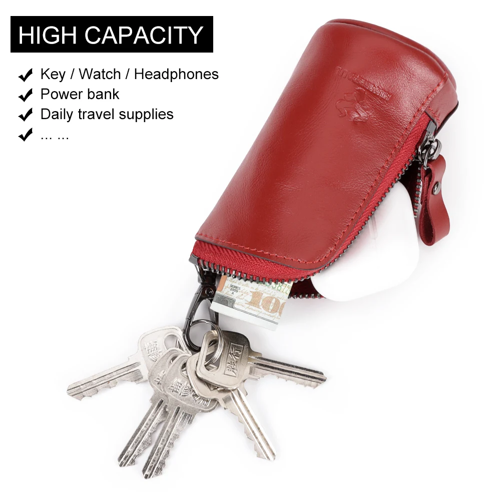 Original Cowhide Leather Unisex Key Wallet Portable Vintage Handmade Unisex Key Holder Organizer Bag Small Car Chain