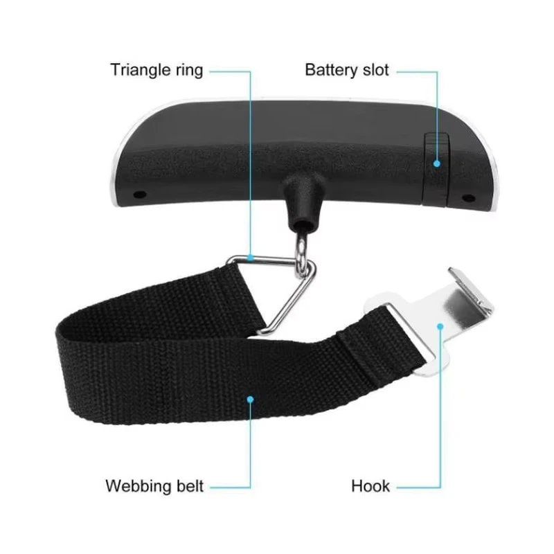 Portable Digital Luggage Scale with Backlit LCD and Strap Hook for Travel Baggage Weighing