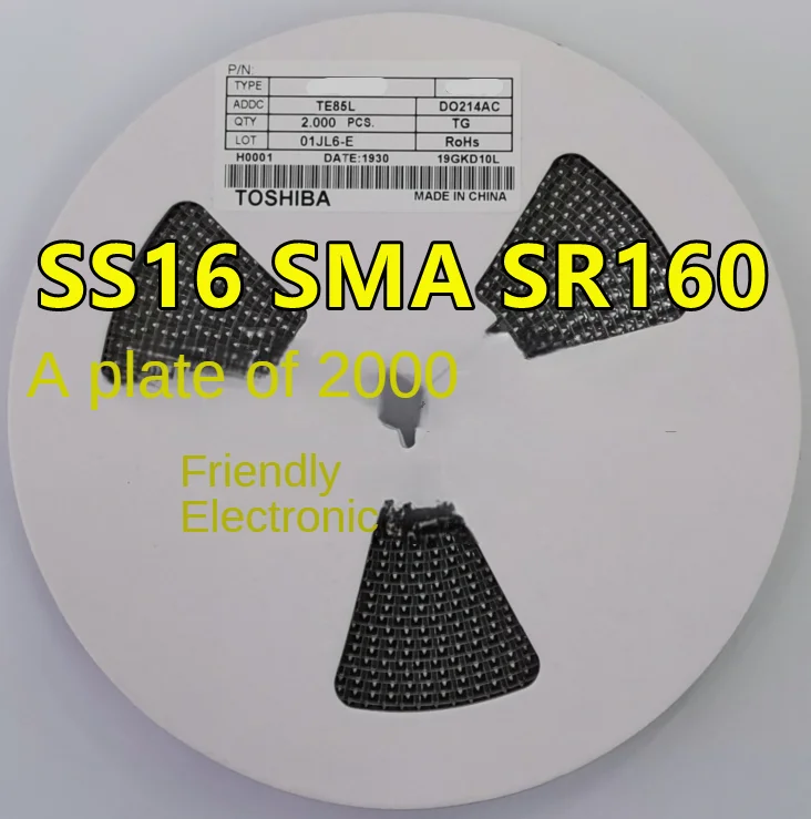 

SMD SS16 DO-214AC SR160 SMA 2000 pcs in one disc, brand new