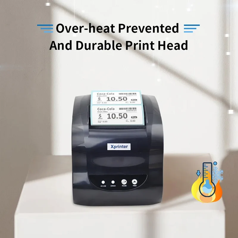 Xprinter XP-365B 3인치 열감 라벨 프린터 상점용 바코드 QR코드 스티커 영수증 프린터