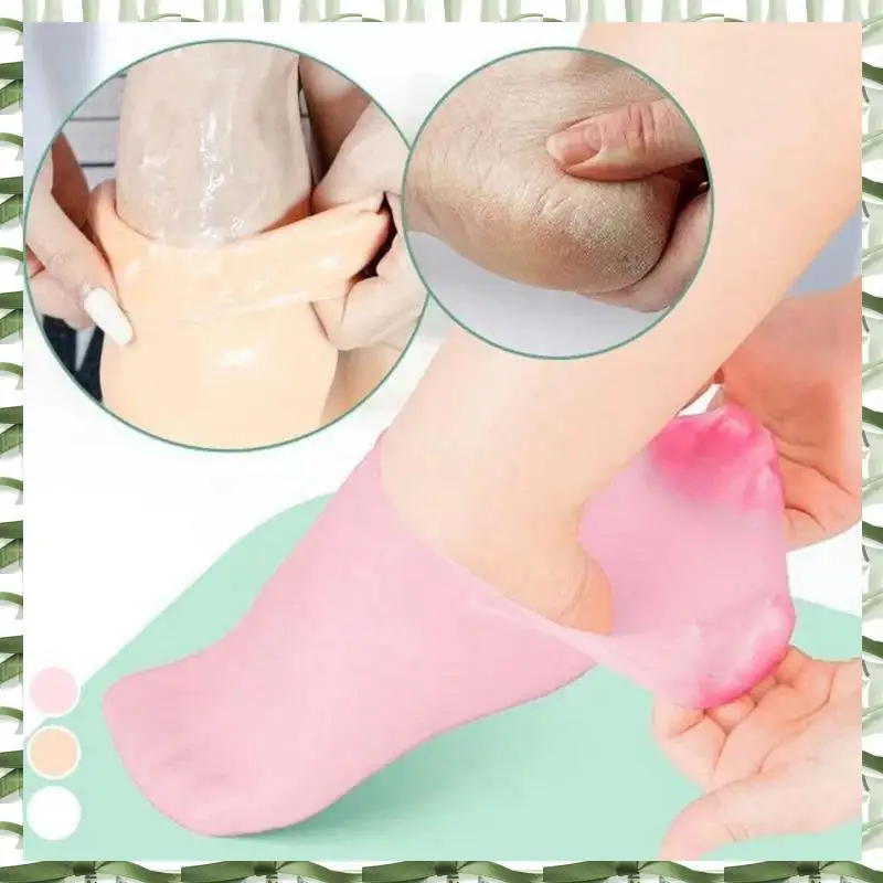 4 Pairs Full Foot Moisturizing Anti-Cracking Silicone Socks, Foot Protectors To Prevent Heel Dryness, Beach Socks,White Durable