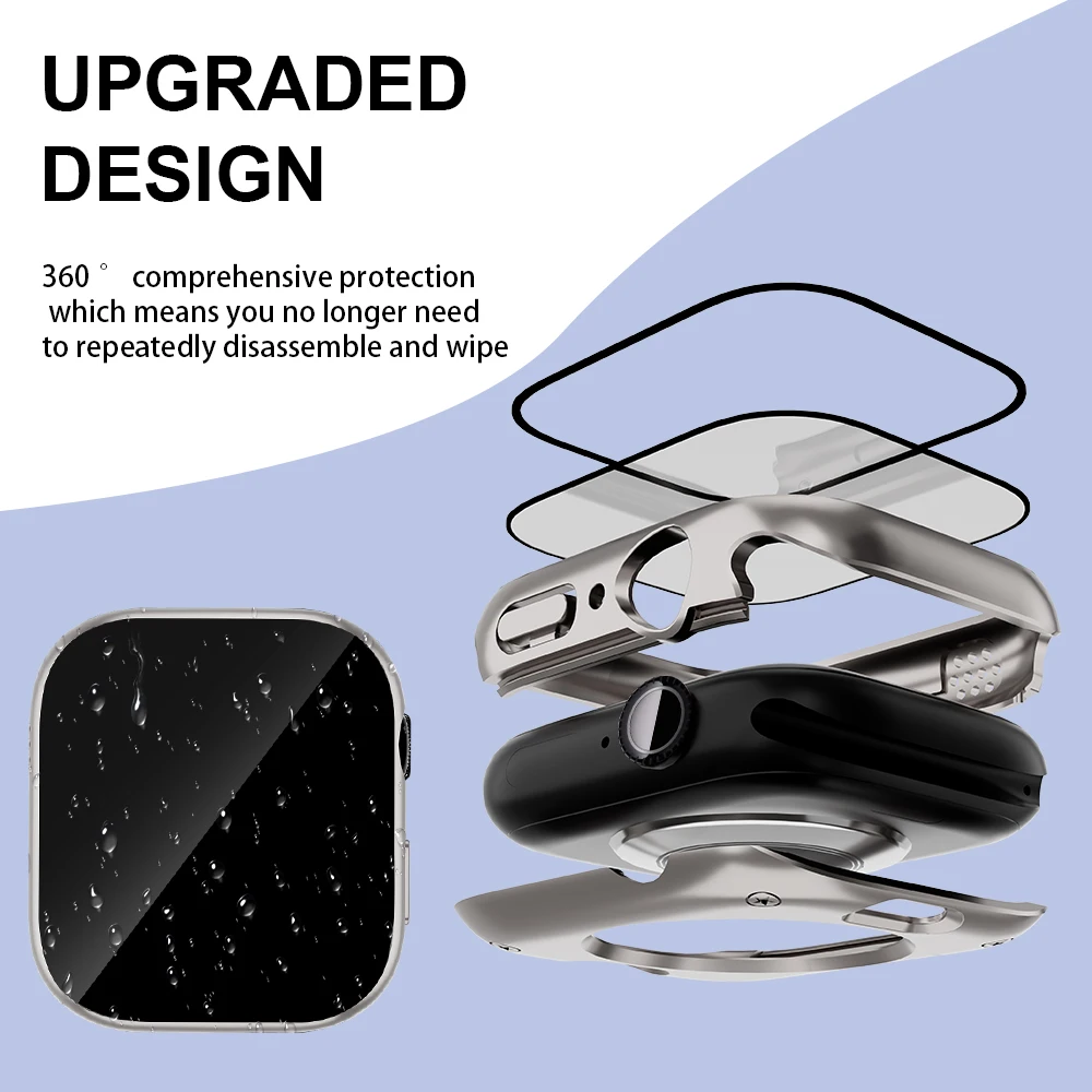 Premium 360° Bumper Tempered Glass Cover for Smartwatch - 46mm/42mm Screen Protector