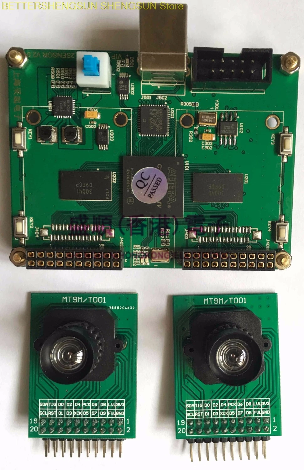USB 쌍안 카메라 획득 FPGA 보드, 1 백만 300 천 흑백 센서, MT9M001C12STM