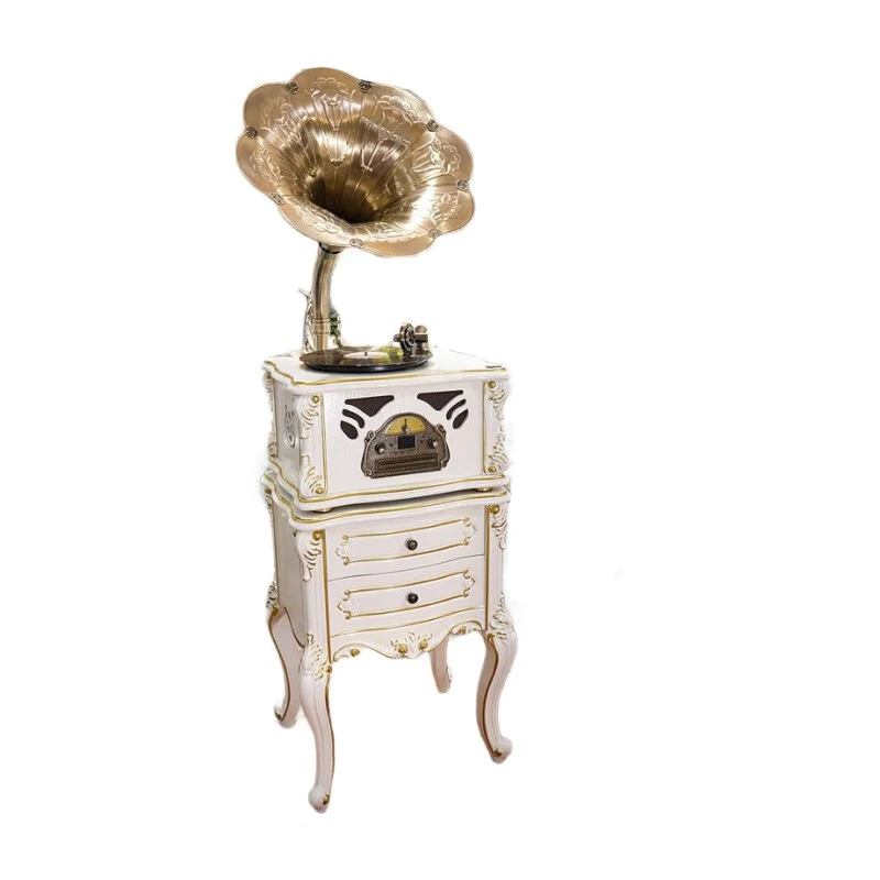 레트로 빅 스피커 포노그래프 3단 속도 USB 턴테이블 바이닐 레코드 플레이어 거실 및 티룸에 배치