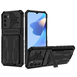 Ultimate Armor Shockproof Stand Holder Protection Case with Card Slot for OPPO A16 (Black)