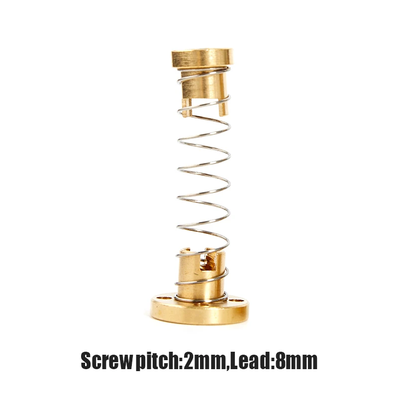 1 Pcs T8 Anti-backlash Lead Screw Brass/POM 2MM 4MM 8MM 3D Printer Parts Anti-backlash Spring Nut High Quality 