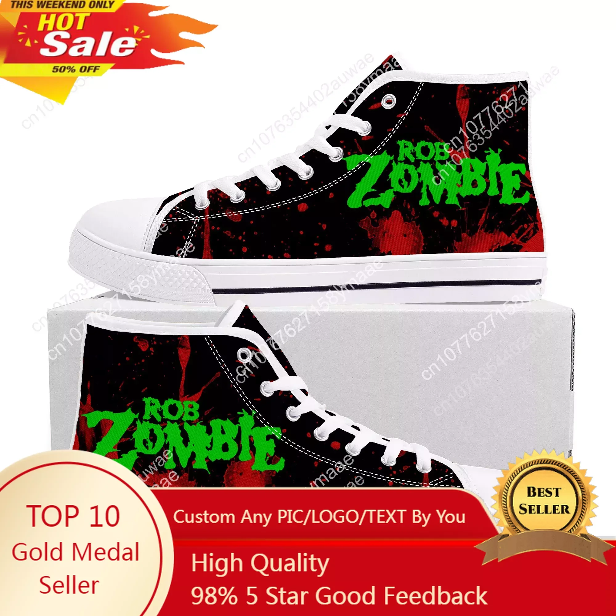 

Rob Zombie Rock Singer High Top High Quality Sneakers Men Women Teenager Children Canvas Sneaker Casual Couple Shoes Custom Shoe