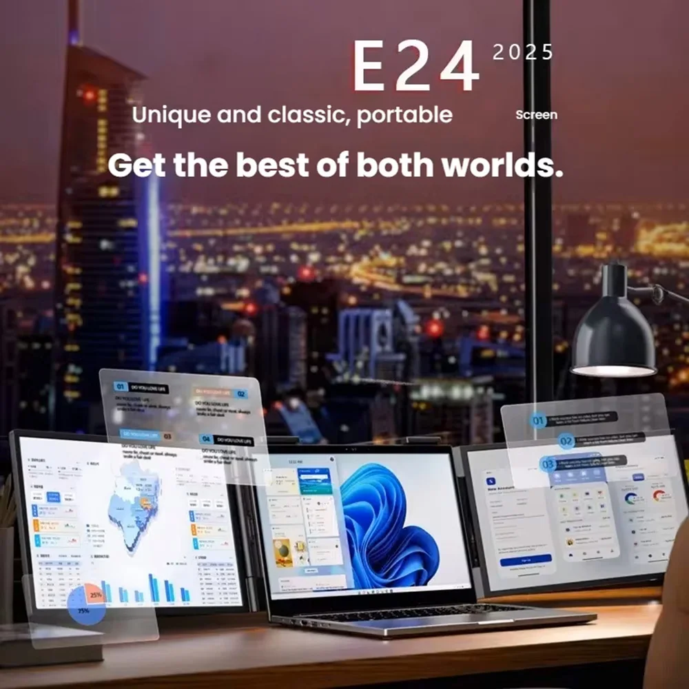 شاشة محمولة مزدوجة مقاس 14 بوصة، شاشة عرض FHD IPS...