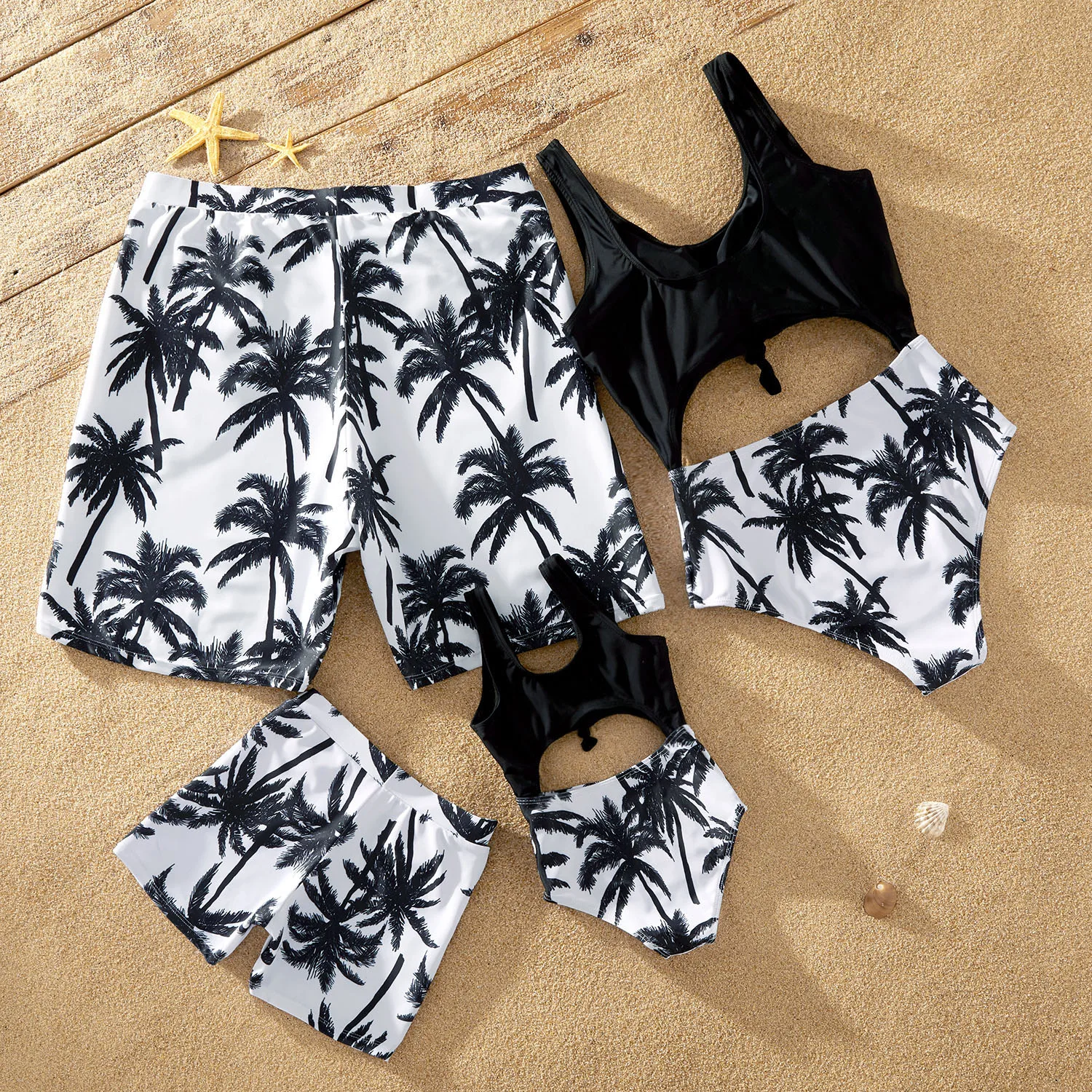 PatPat Family Look Swimwears Coconut Tree Print One-piece Couple Look 2