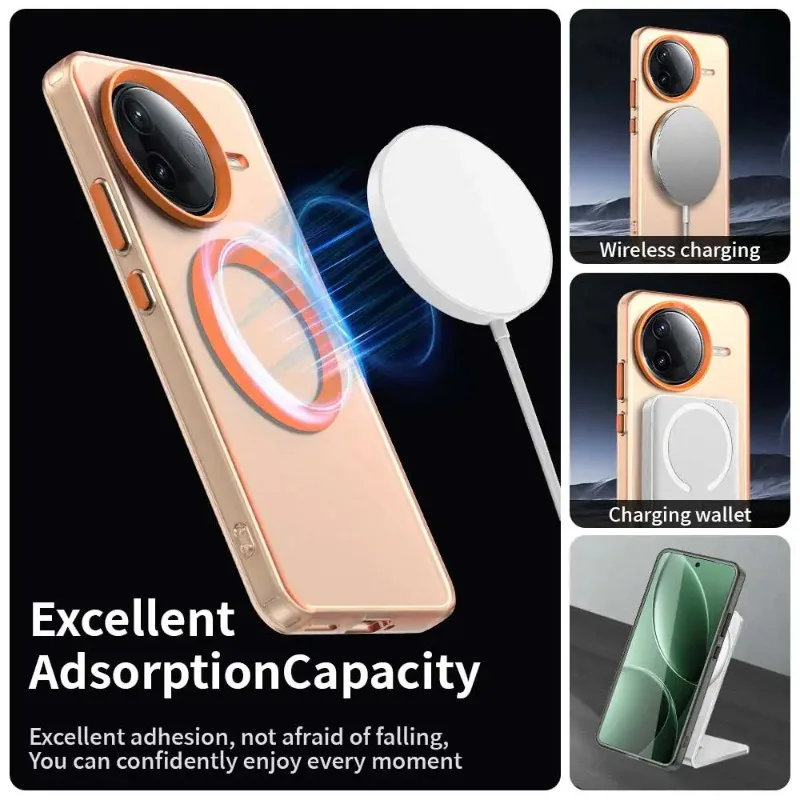Enhanced Magnetic Wireless Charging Translucent PC Phone Cover with Candy Bumper