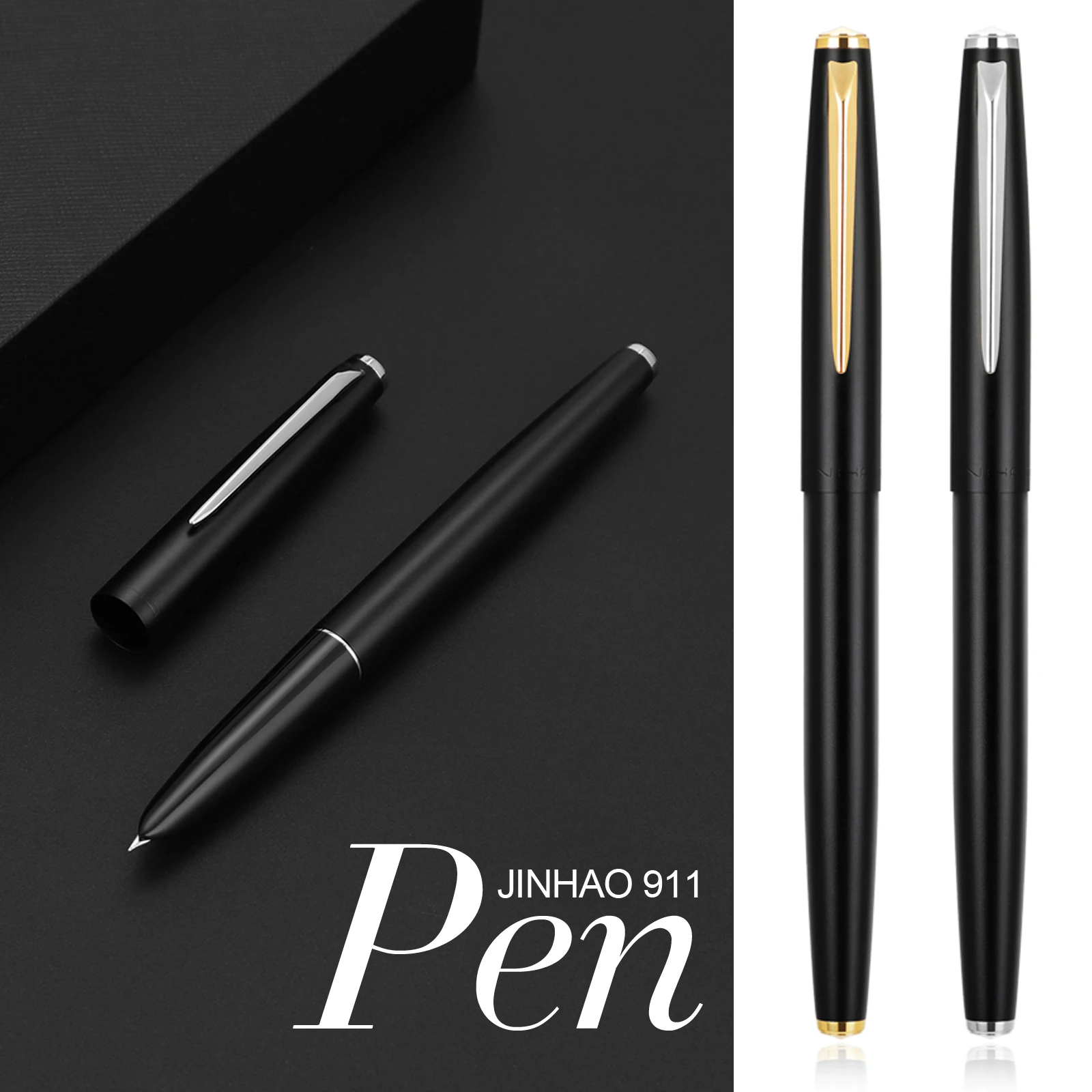JINHAO 911 fountain pen Iridium EF Nib Rotating Inking Gold Silver clip School office Supplies Writing ink pens stationery gifts 2