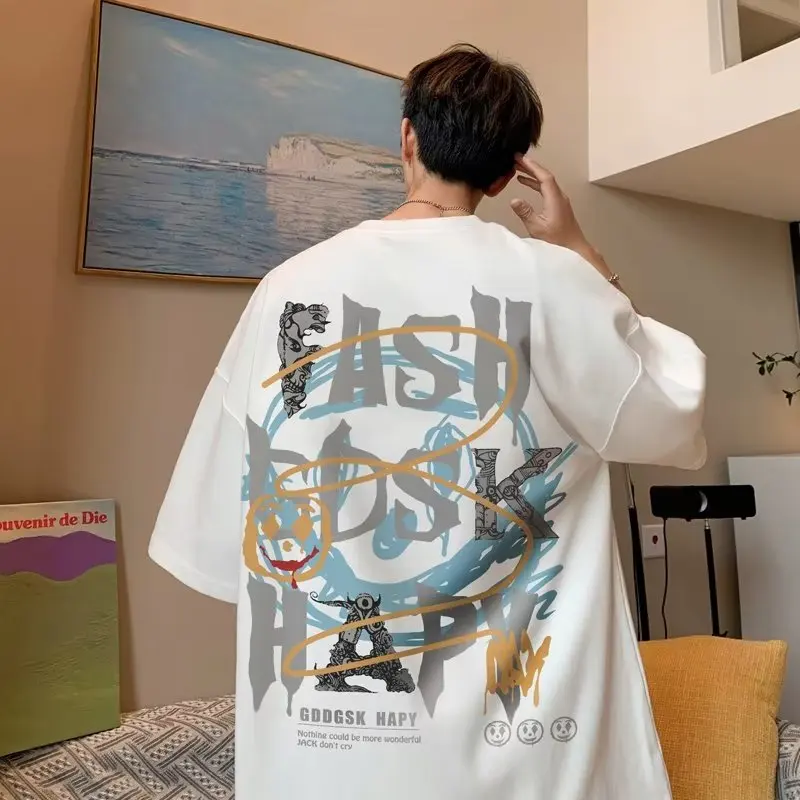 

Men's Loose Oversized T-shirts Graphic T Shirts Y2k Tops Clothes Streetwear Breathable Cotton Harajuku Short Sleeve Tee Limited