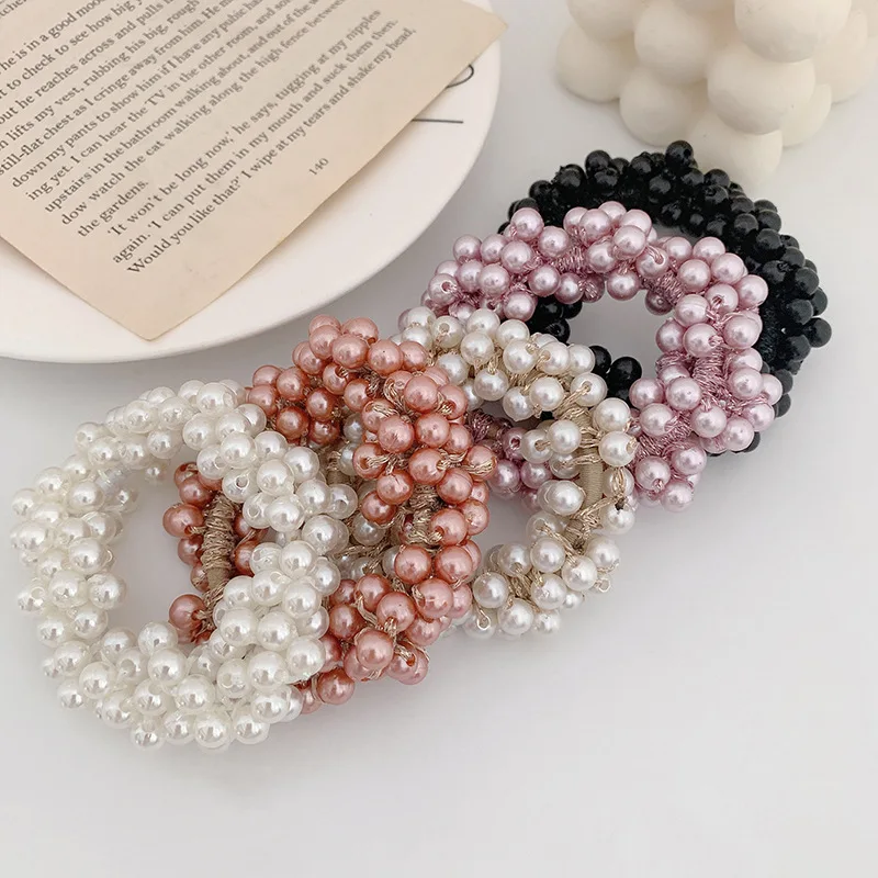 

Korean Style Rubber Band Hair Ring Girl Imitation Pearl Hair Ties Simple Bracelet Headdress for Women Fashion Hair Accessories