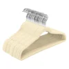 Slim Velvet, Non-Slip Suit Clothes Hangers Coat Hanger, Beige Silver Hook 1