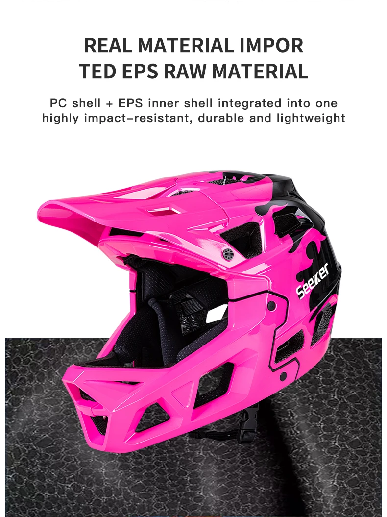 SEEKER Erwachsenen Ultra-Leichter Vollvisier-Mountainbike-Helm, Outdoor-Fahren, Renn- und Downhill-Fahrradhelm mit Sonnenschutz – Detail 6