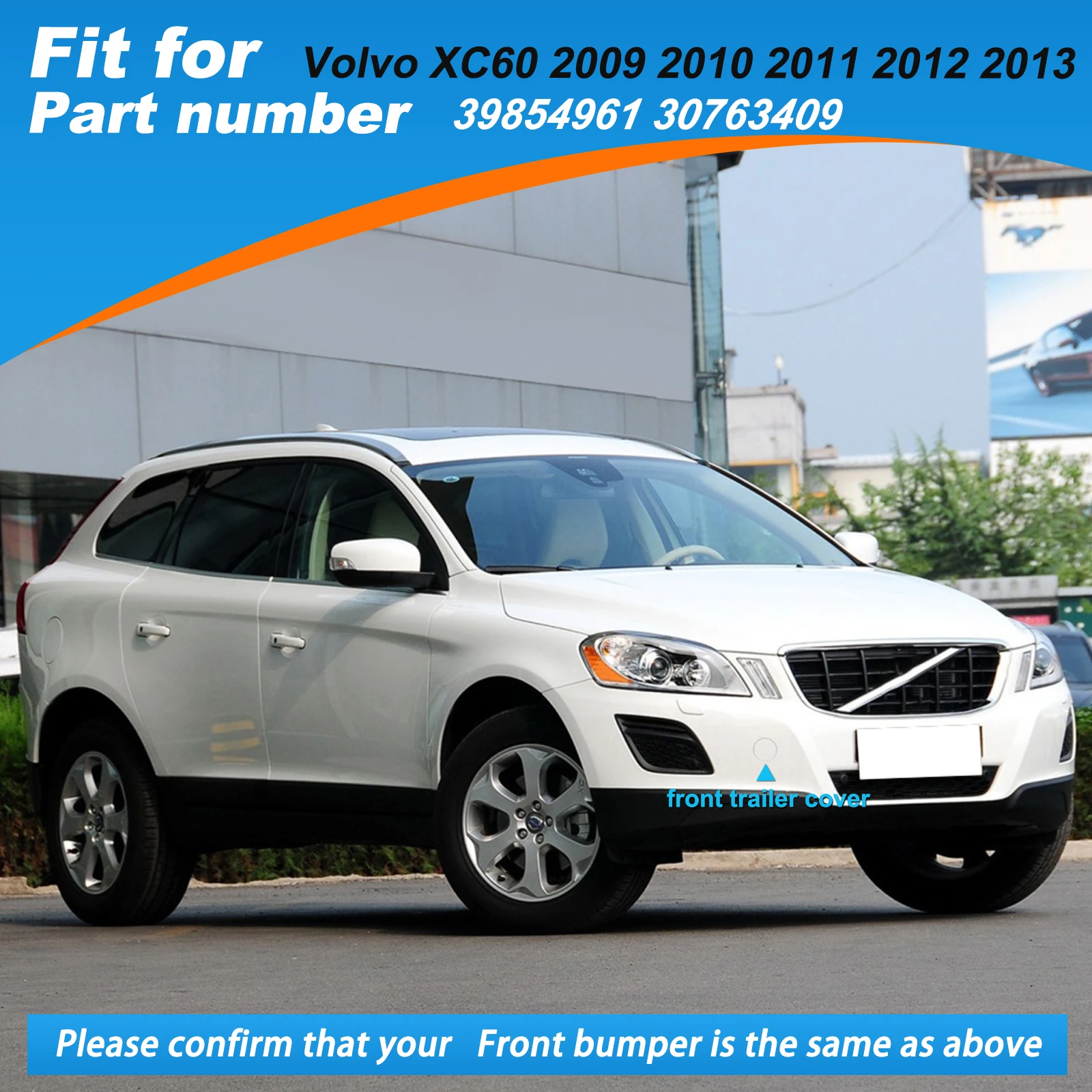 Front Bumper Tow Hook Cover Cap Towing Eye For VOLVO XC60 2009 2010 2011 2012 2013 39854961 30763409