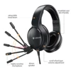Casque de jeu filaire USB avec microphone, casque supra-auriculaire