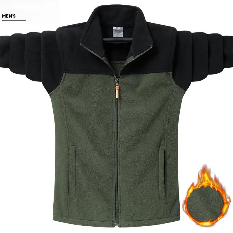 5XL-9XL Plus Size Fleece Jackets Autumn Winter Solid Quality Keep Warm Outdoor Sports Windbreak Men Jacket