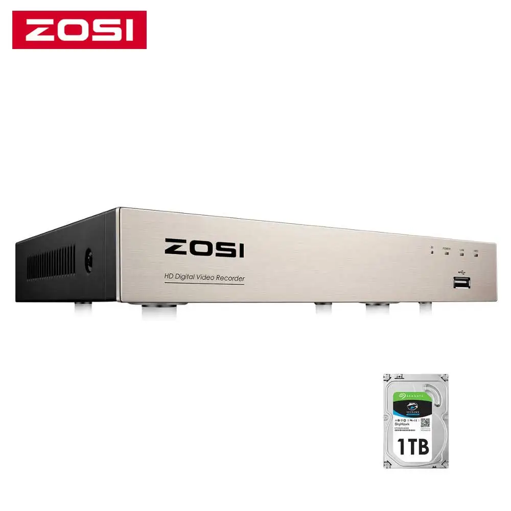 ZOSI 8 Channel  H.265+ TVI 4-IN-1 DVR 1080p Security CCTV DVR 8CH Mini Hybrid HDMI DVR Support Analog/AHD/TVI/CVI Camera