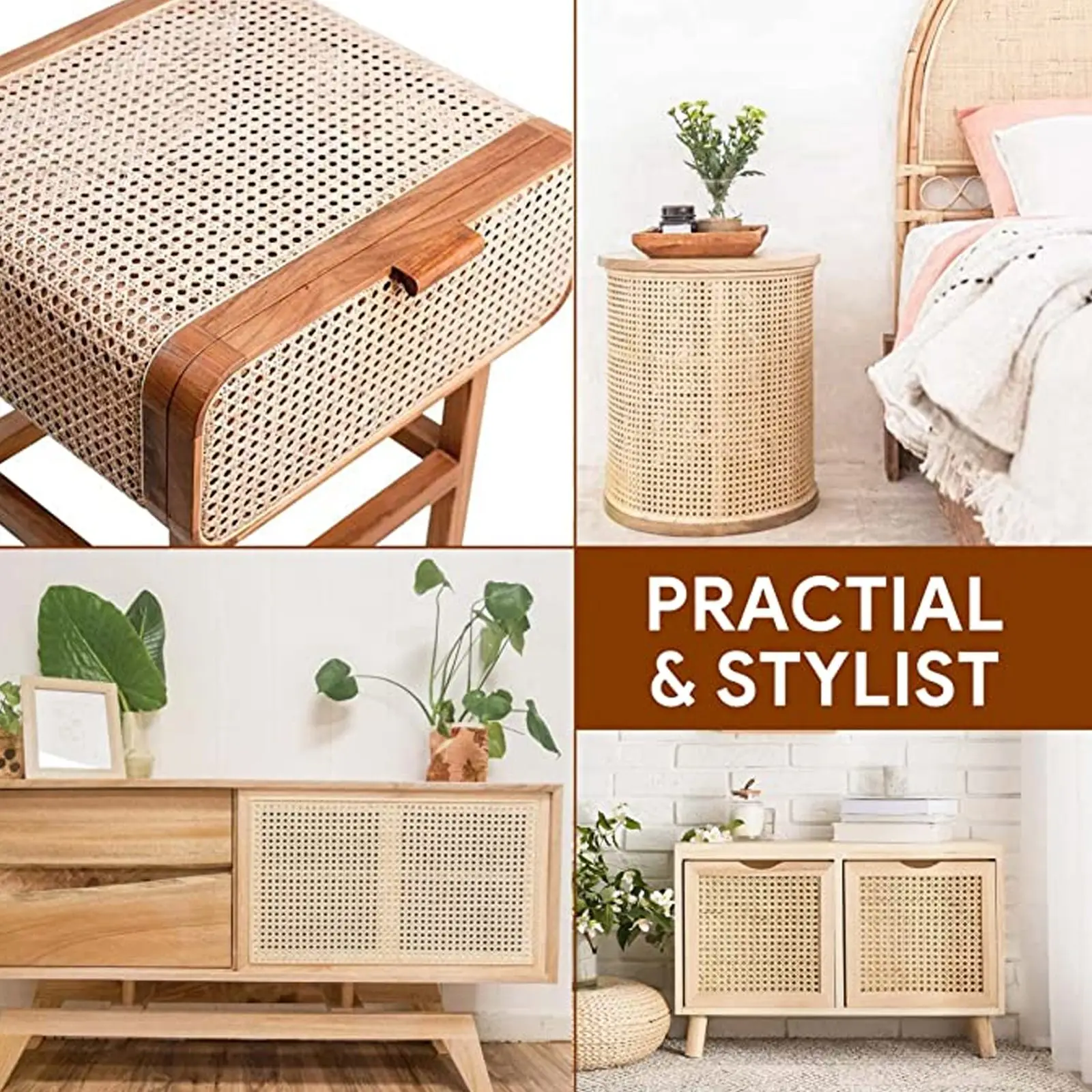 

Rattan Mesh Roll Sheet Webbing Caning Material For Chairs Kit Multi-size Options Doors Stools Lamps Kit Home Decoration
