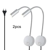 Silve 2pcs/Lot 3W 3000K 4000K 6000K LED Wall Light Reading Task Lamp gooseneck led wall reading lighting 1