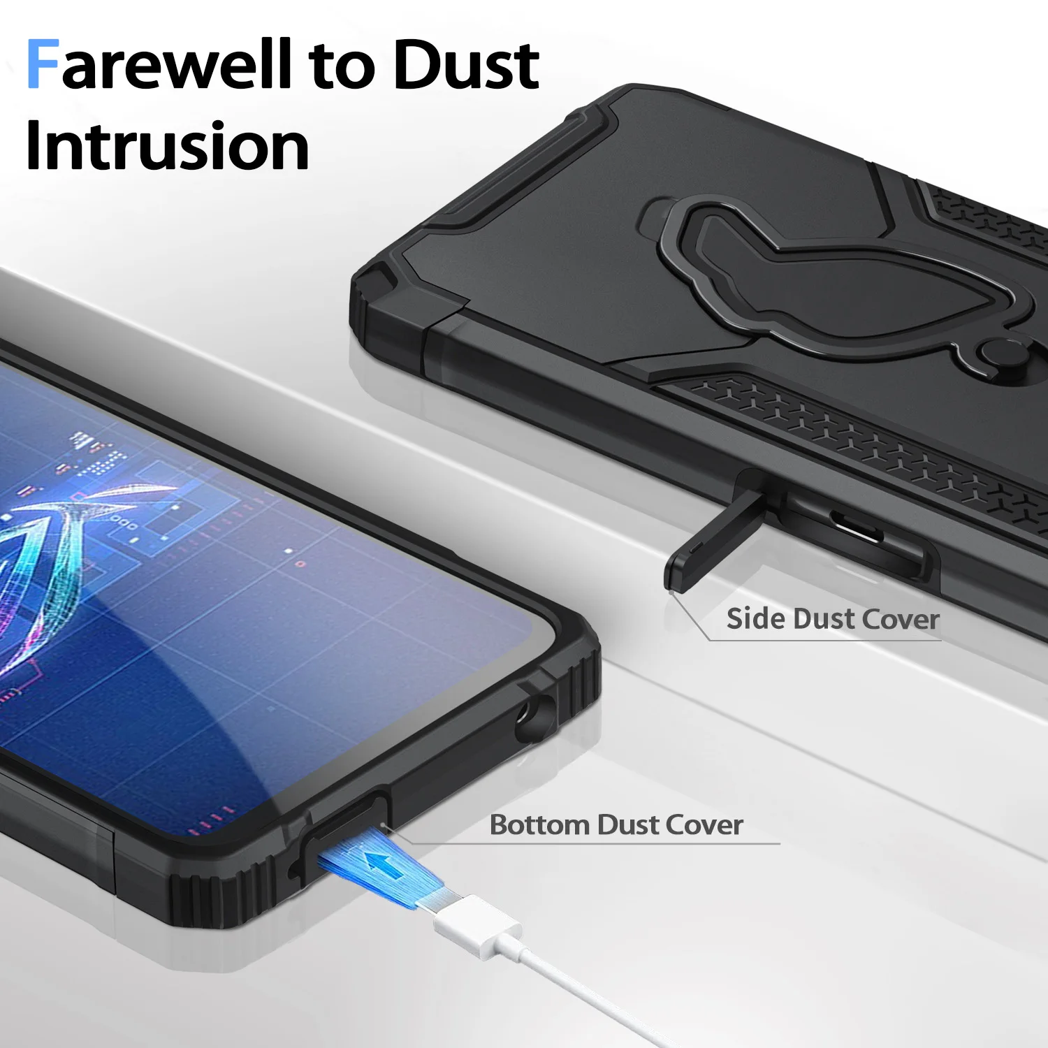 Heavy Duty Shockproof Phone Case with Ring Stand & Heat Dissipation - Military Grade Protection