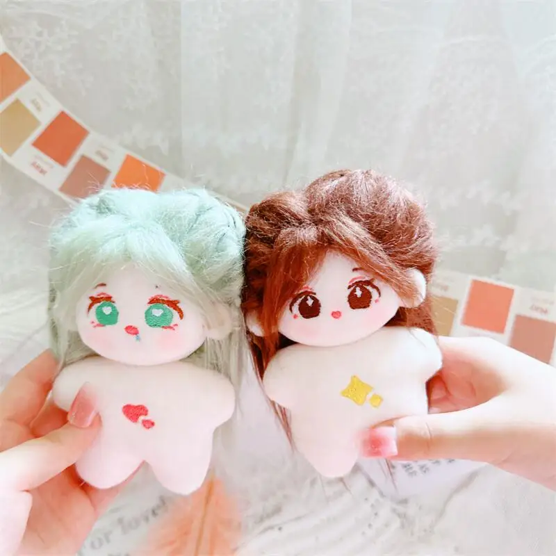 10cm Mini Kawaii Cotton Doll Cute Naked Fat Body Baby No Attributes Plush Twins Doll with Red Heart Decor DIY Soft Kids Toy Gift