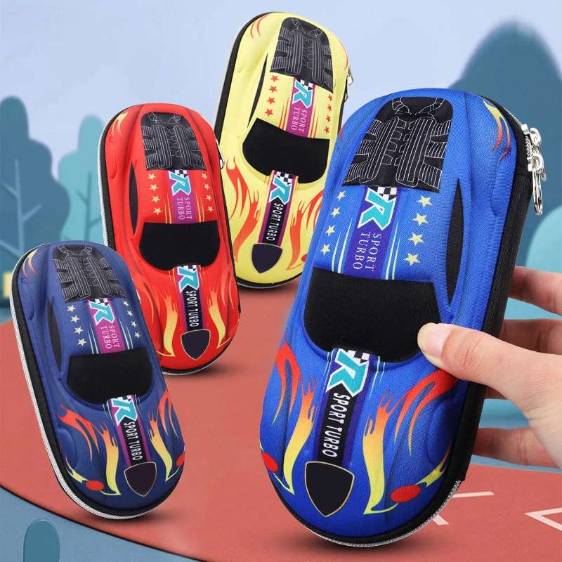 Pencil Cases 3D Racing Car Pencil Cases Cartoons School Pencil Case For Children Stationery Box EVA PU Plastic Pen Case Boy Cute Pen Bag