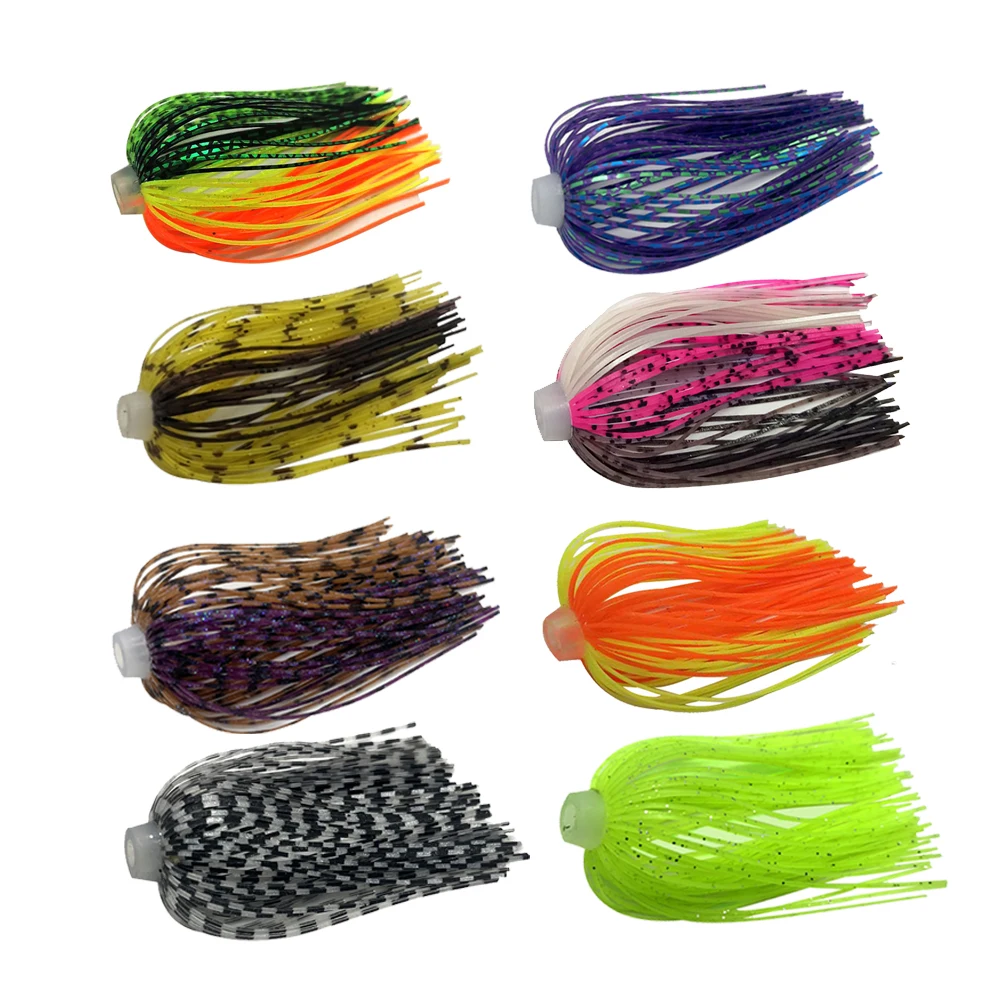 bass lure skirts 100 Silicone Fishing Skirt 4" in/ 10 cm Glow Tail Fishing Rig Teaser Tackle 8885 series Green Chartreuse Trolling Lure Replacement