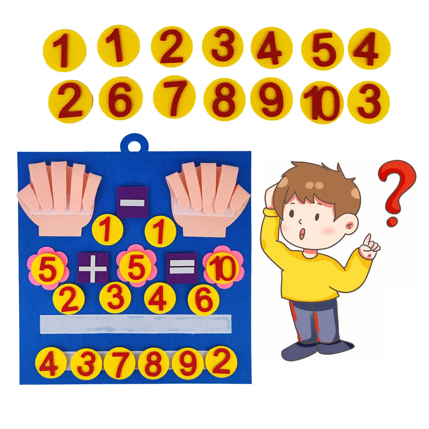 Kids Montessori Toys Felt Finger Numbers Math Toy Counting Early