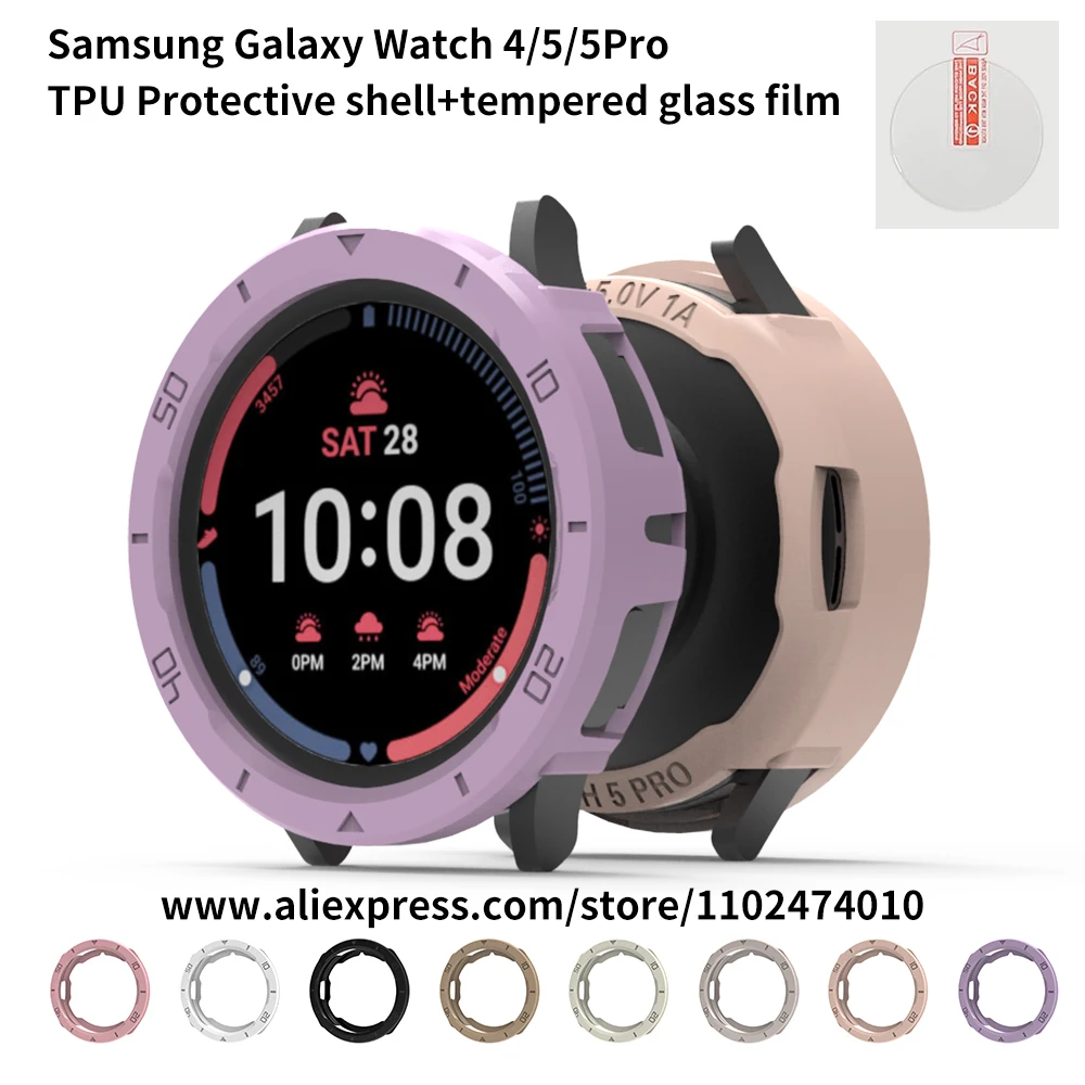

Cover For Samsung Galaxy Watch 4/5/5pro Case Accessories Screen Protector Protective TPU Shell for Galaxy watch 6 44/40mm cases