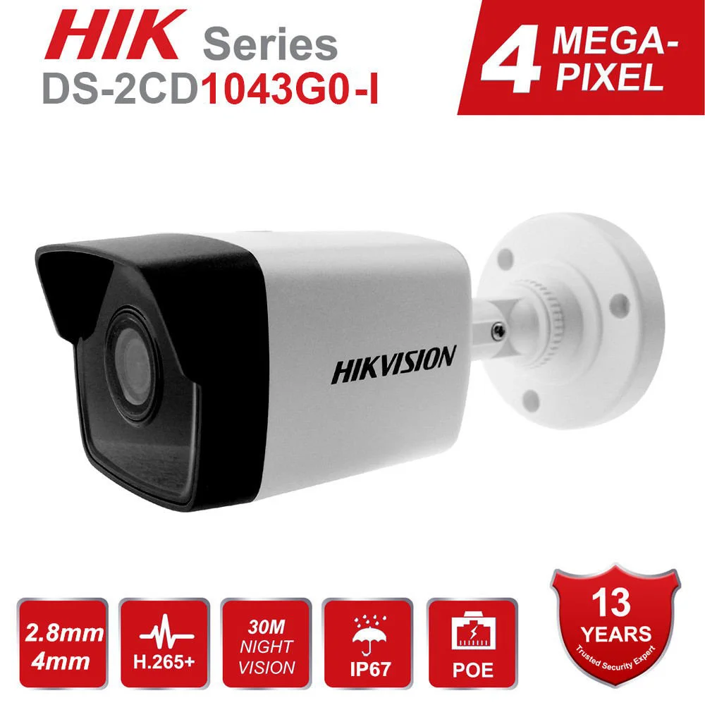Hikvision IP Camera 4MP Bullet DS2CD1043G0I IR Network CCTV Camera