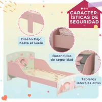 Lit pour enfants Zonekiz 143X77X60 cm Lit pour enfants de 3 à 6 ans avec barrières de protection et motifs Max. Charge 40 kg Rose 4