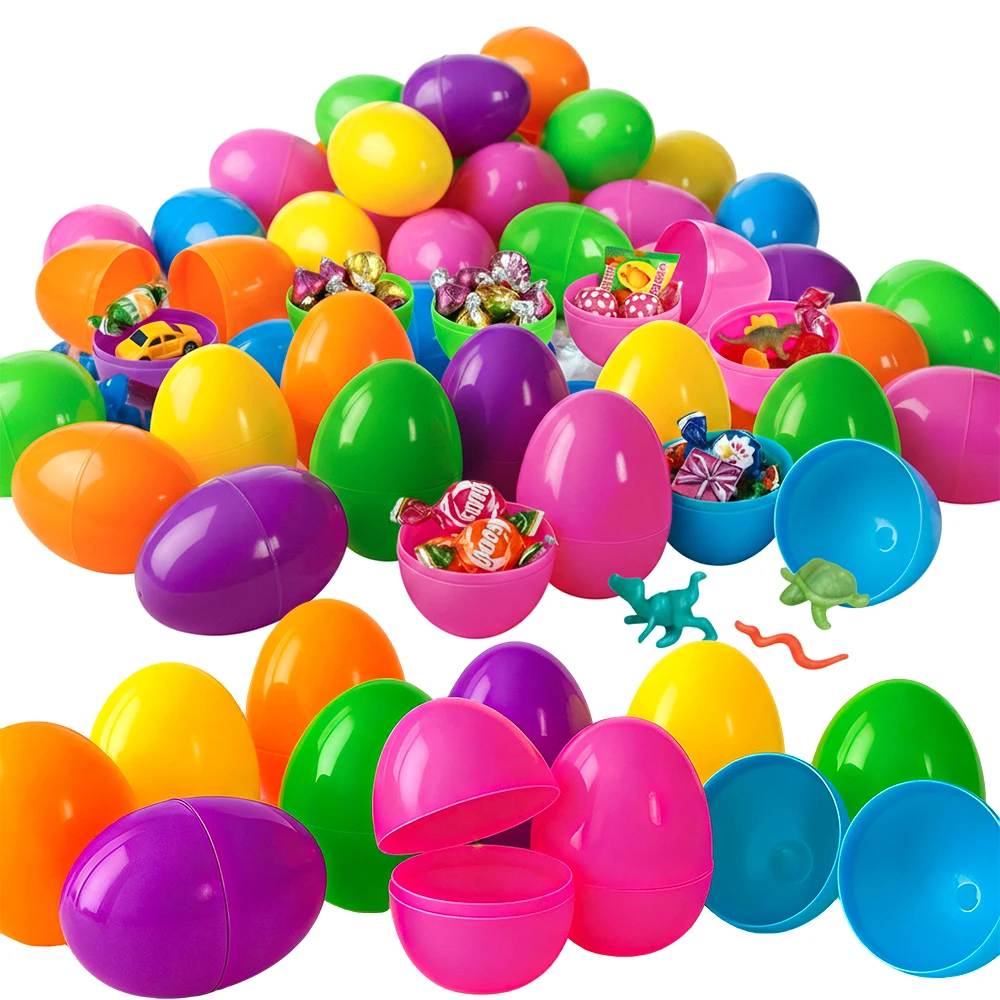 10 Stück Befüllbare Ostereier, Bunte Plastik-Eier zum Nachfüllen, Leere Eier für Ostereiersuche, Kinderparty-Geschenke, Klassenzimmerpreise