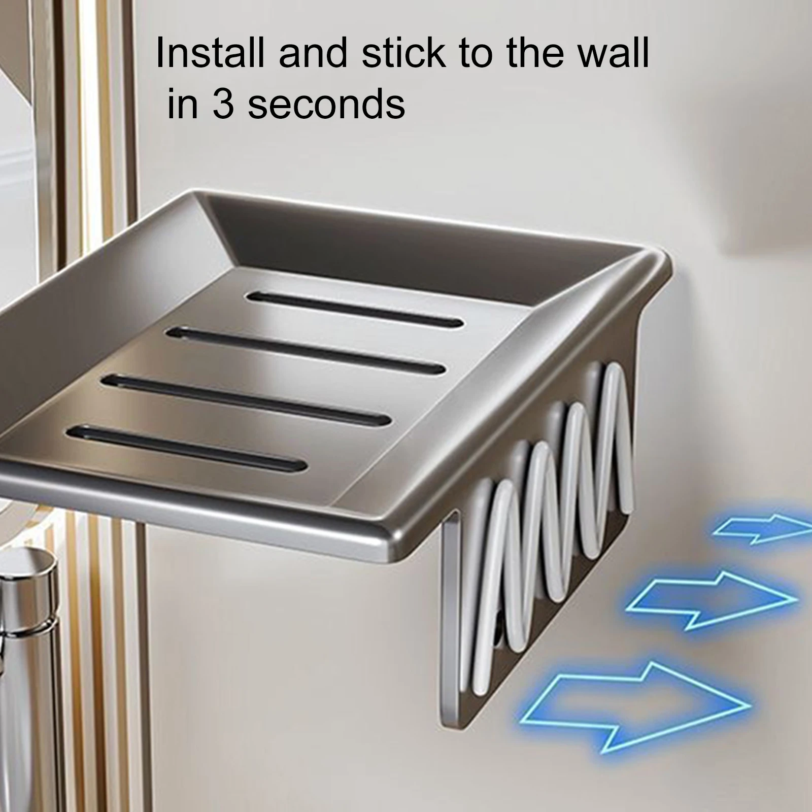 Soap Holder Shower Soap Tray Soap Dish Rack Bathroom Aluminum Alloy Soap Dish Free-Punching Wall Mounted Soap Sponge Holder Organizer Accessories Kitchen Holder
