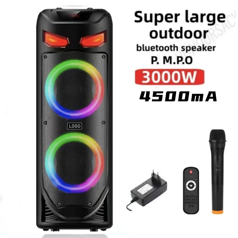 

Portable Bluetooth Speakers with Dual 8-inch High-power Color Light Aperture Outdoor Wireless Karaoke MIC FM/AUX/USB/TF/TWS