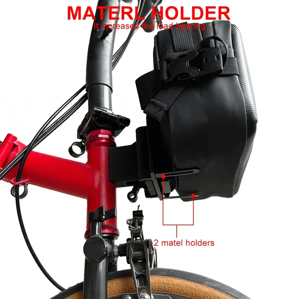 TWTOPSE Borsa anteriore per bicicletta con guscio rigido per bici pieghevole Brompton Manubrio ABC con supporto in metallo per strumento portafoglio per telefono cellulare - immagine 3