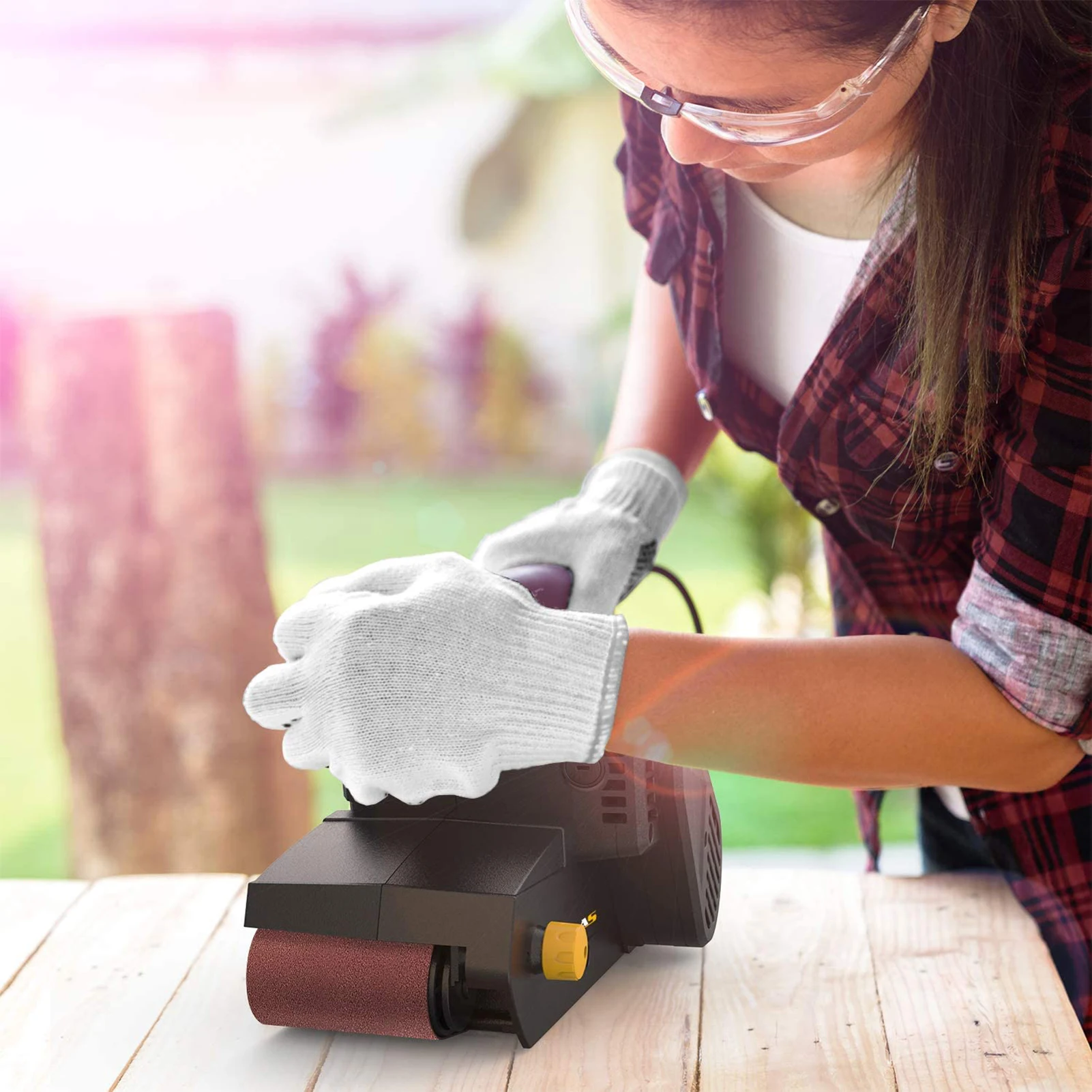 Woodworking 750W Belt Sander Electric Table Sander Variable Speed 2-in-1 Vacuum Cleaner Adapter Belt Sanding Grinding Machine 2
