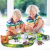 156pcs Dinosaur Railway Car Track Toy Set DIY Assemble Road Race Set with Flexible Track Dinosaur Toys Bridge Ramps Toys for Kid 1