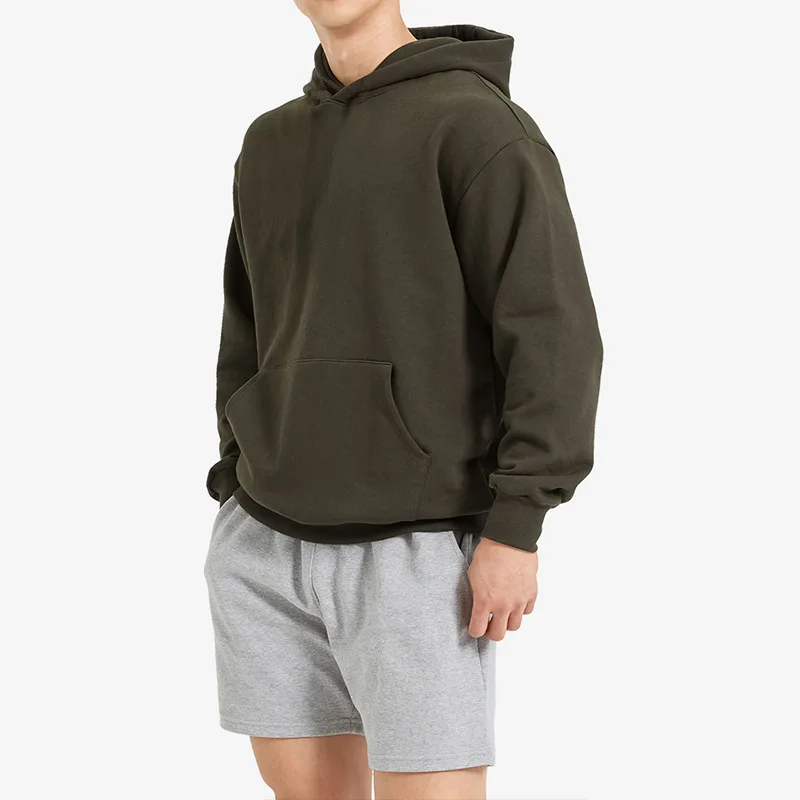 2024 European and American New Terry Solid Sport Shoulder Drop Hong Kong Style Trendy Casual Hoodie