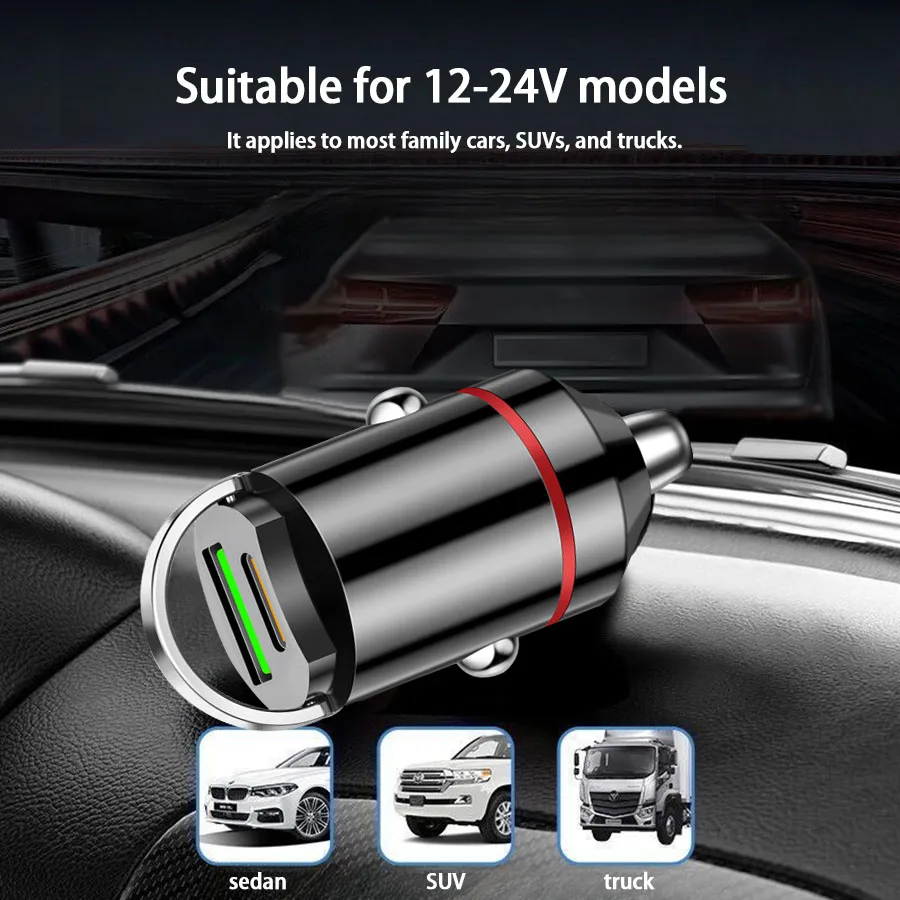 100W PD USB Car Charger Lighter Fast Charging for iPhone QC3.0 USB Type C Car Phone Charger Adapter for Xiaomi Samsung Huawei