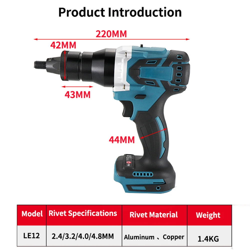 Powerful Riveting Gun Brushless Electric Rivet Nut Machine Kit with Riveter Heads Automatic Electric Riveter Set Riveting Tool rivet gun,rivet nut tool,rivet gun set