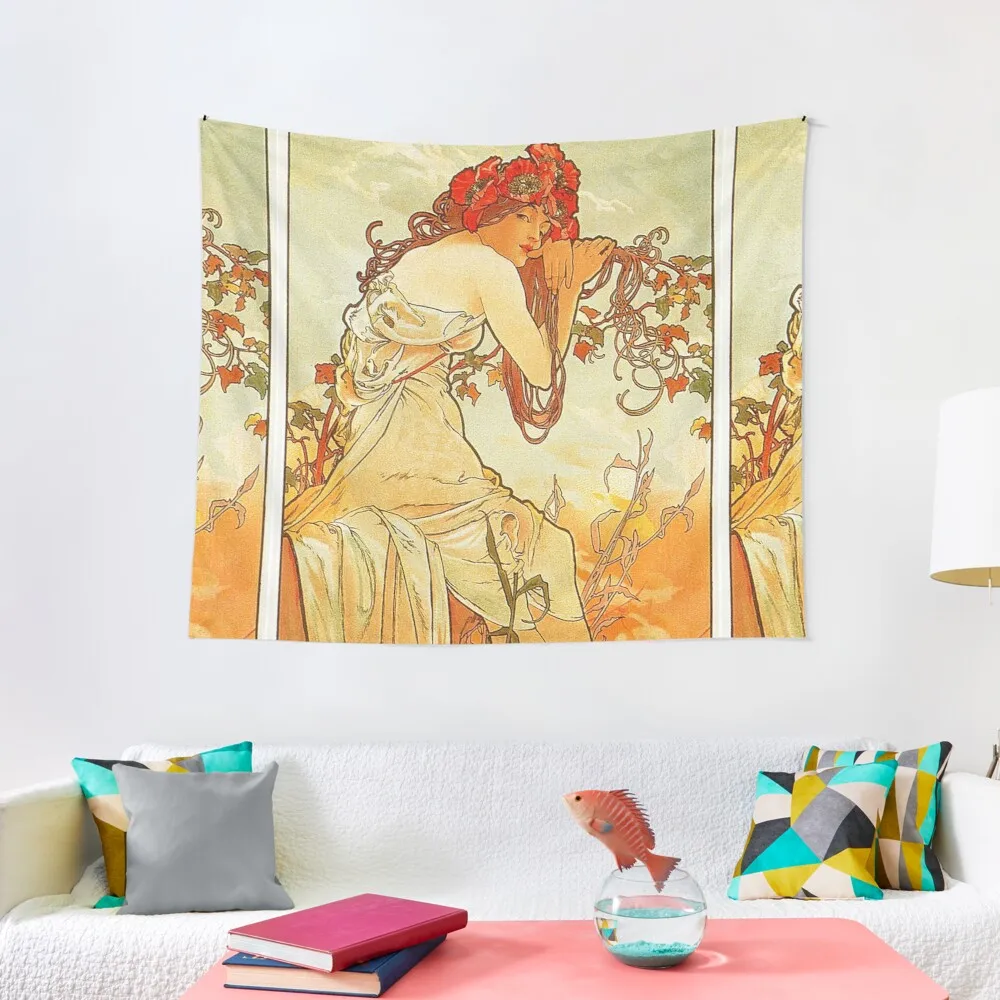 

HD. Summer, by Alphonse Mucha (1896) High Definition Tapestry Room Design Decorative Wall Tapestry