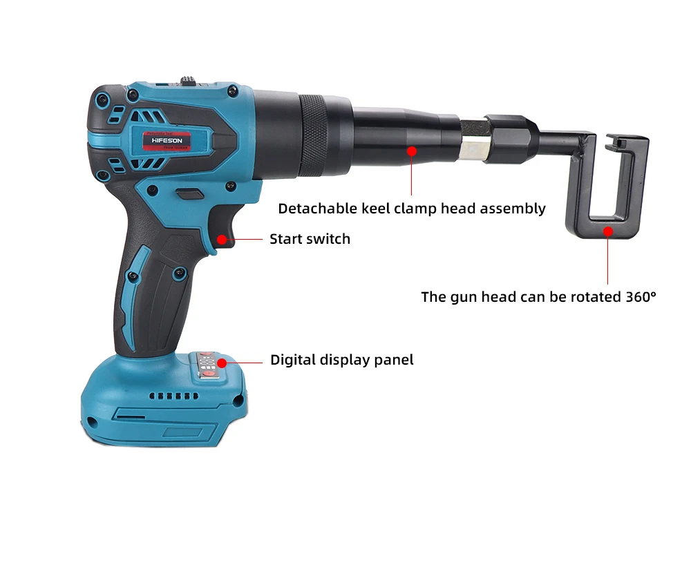HIFESON Electric Keel Pliers No Nails Riveter No Battery Aluminum Crimping Tool Without Rivets For 21V 26V Makita battery 5