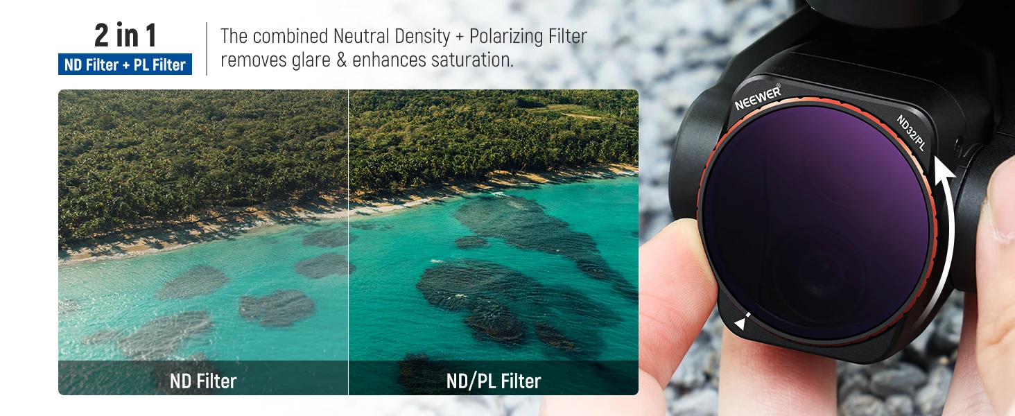 NEEWER ND/PL Filter Set Compatible with DJI Air 3, 4 Pack ND8/PL ND16/PL ND32/PL