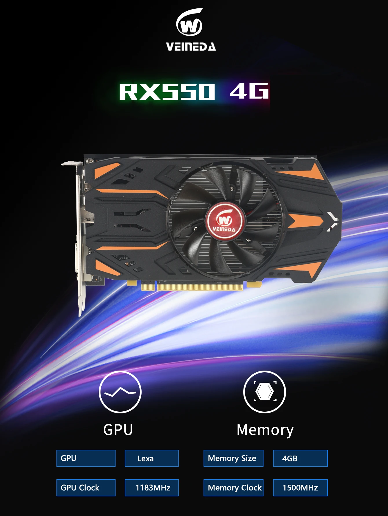VEINEDA Video Card RX 550 4GB GDDR5 128 bit Gaming Desktop Video Graphics Cards PCI Express3.0 Amd Card Refurbished
