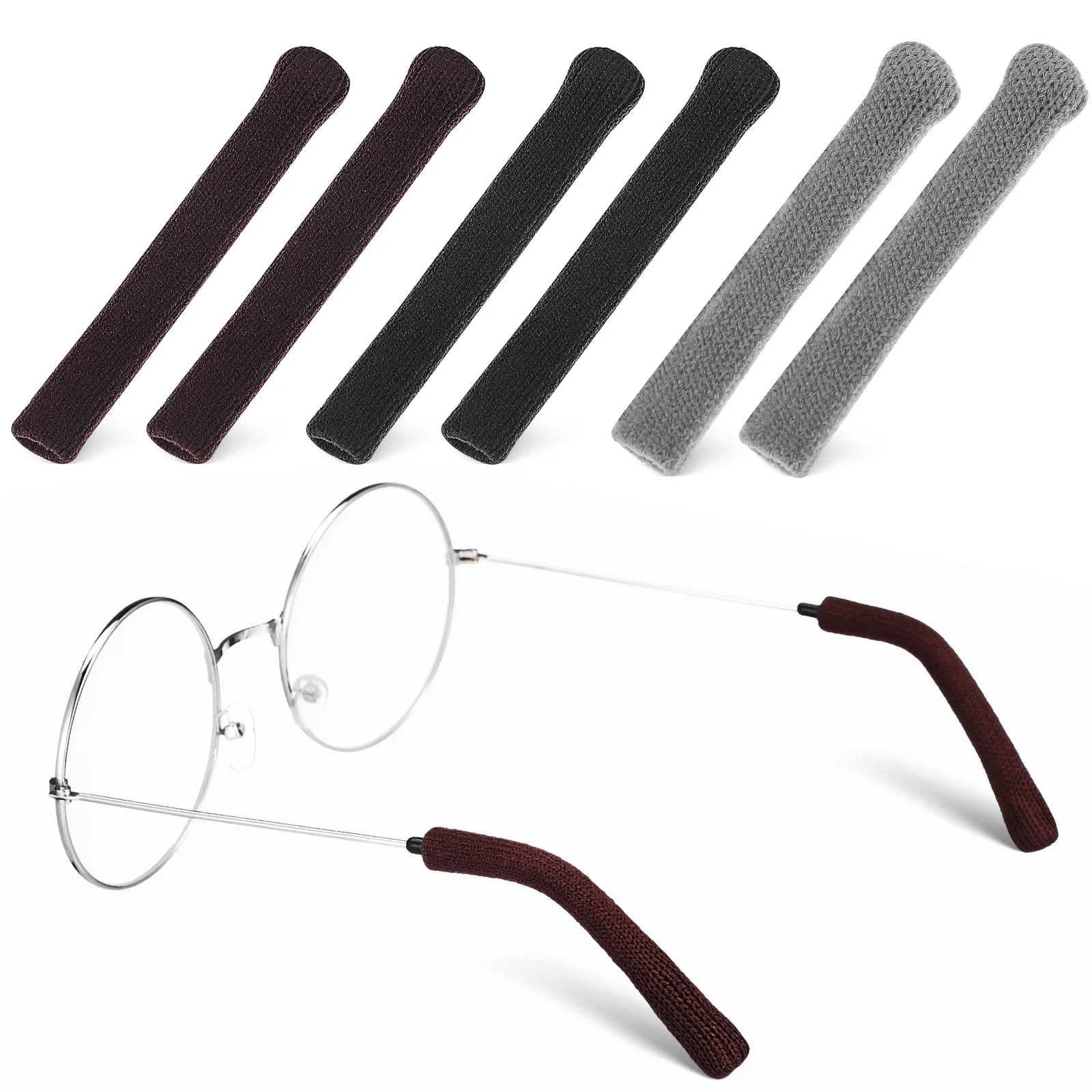 

3 Pairs Spectacle Temples Eyeglasses Ear Grips Retainers Cushions Knitted Style