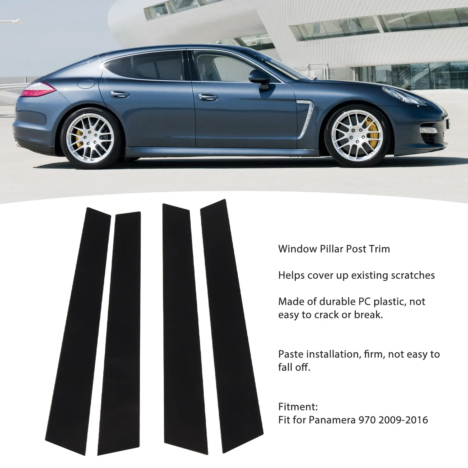 4Pcs Window Pillar Post Trim Antigraffio Nero Lucido B Pillar Cover Sticker Per Panamera 970 Da 2009 A 2016
