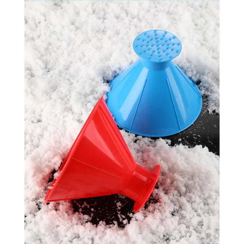 Car Snow Remover Windshield Defrosting Scraping Board 360 &deg; Not Damaging Cone Shaped Grip Snow Shoveling In Winter Parts 2pcs