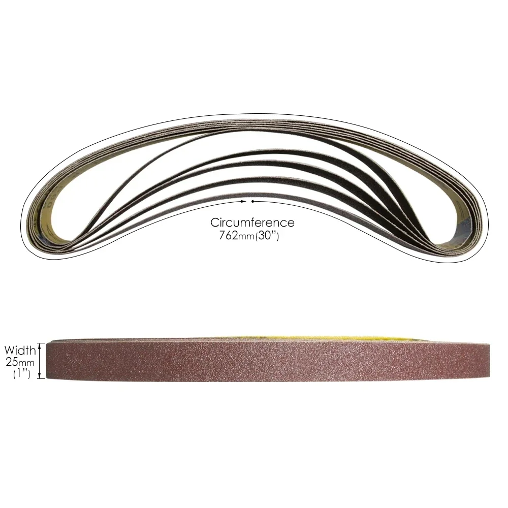 5pcs 1"x30" Abrasive Sanding Belt 25*762mm Belt Sander Sandpaper Aluminium Oxide Woodworking Tools